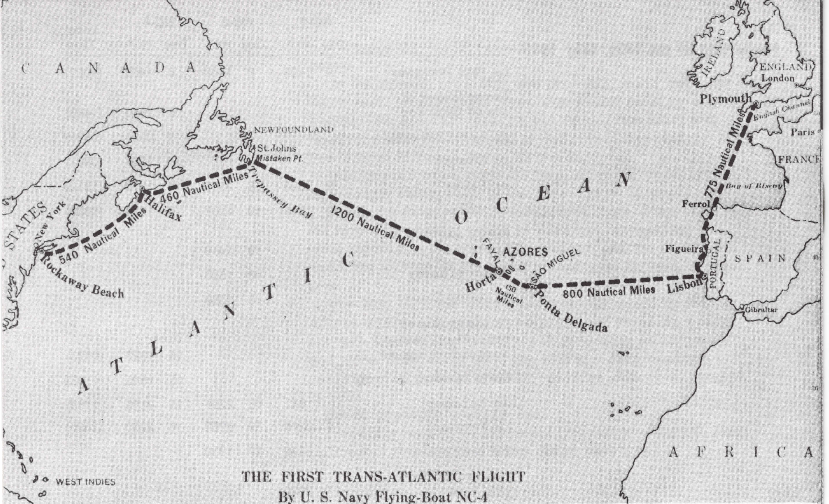 NC-4 Transatlantic Route