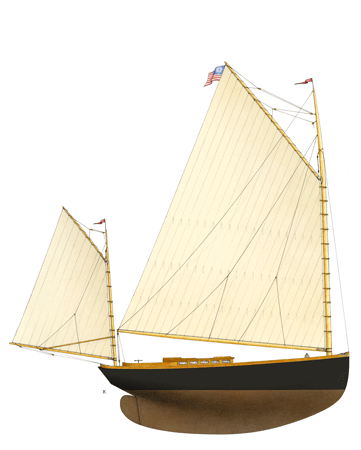 Two of 2 of Kathy Bray's renderings of CONSUELO. With Brown and Black Hull.