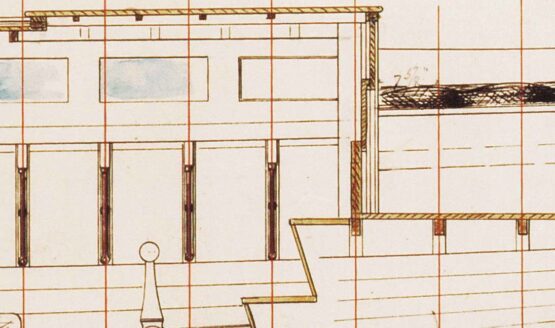 Closeup of CLARA's sliding dropboards from line drawing