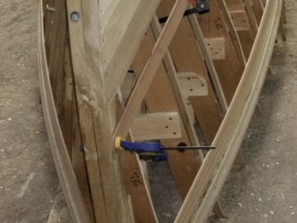 Wooden boat under construction