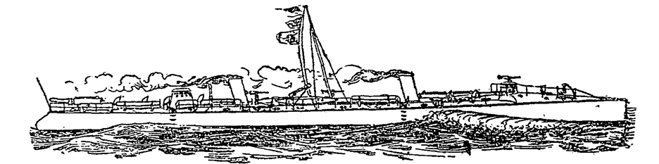 Figure 7 Torpedo Boats 3, 4 & 5. Sketch developed from Navy Bureaus design (pre-construction). Source- “Three Torpedo Boats”, New York Times, Dec. 9, 1894.